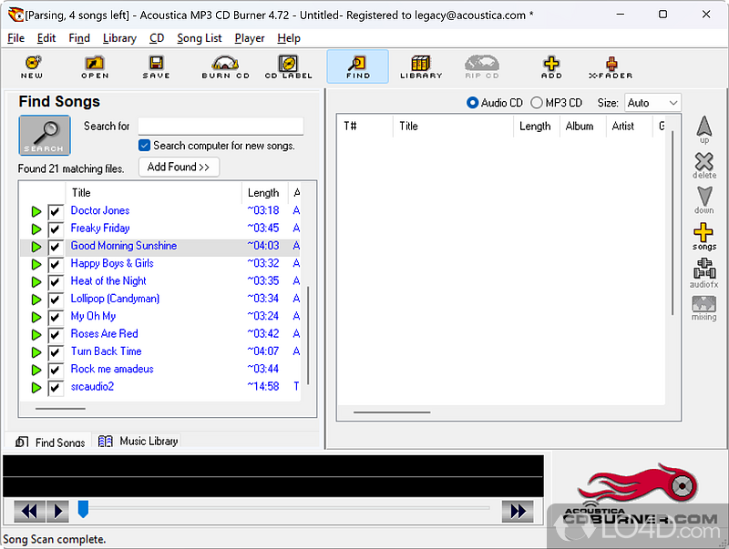 Mp3 CD Burner: User interface - Screenshot of Mp3 CD Burner