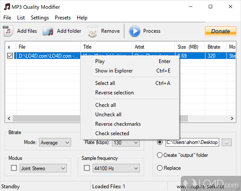 Save space on your MP3 player by modifying bitrate - Screenshot of MP3 Quality Modifier