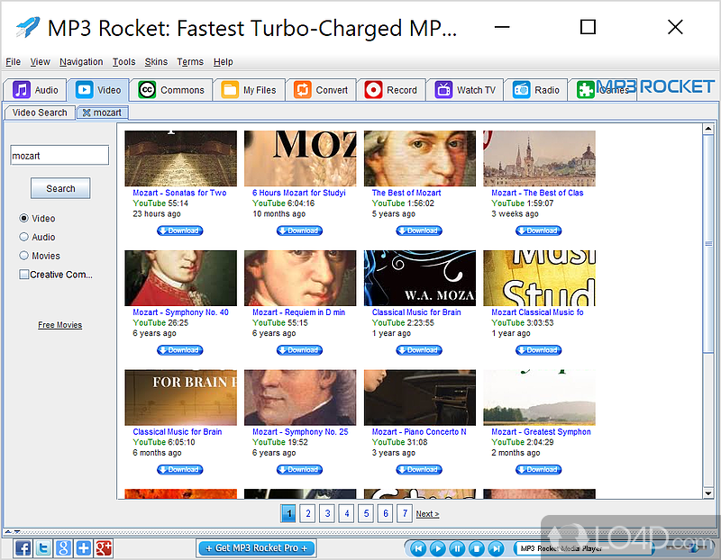 Similar to FrostWire and LimeWire - Screenshot of MP3 Rocket