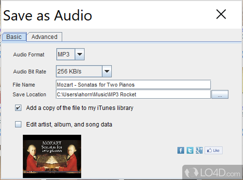 Poor quality audio and video player - Screenshot of MP3 Rocket