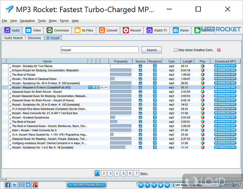 LimeWire-based file sharing network - Screenshot of MP3 Rocket
