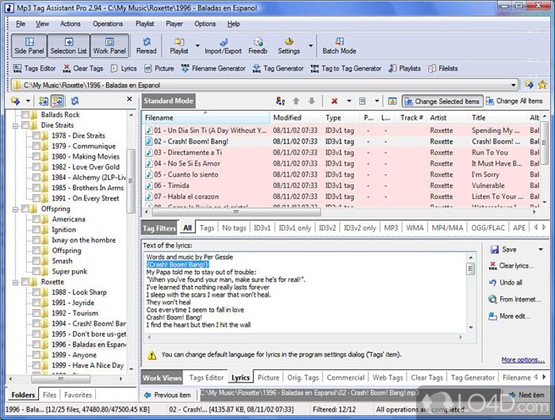 WMA/MP3 tag editor with UNICODE support - Screenshot of Mp3 Tag Assistant Professional