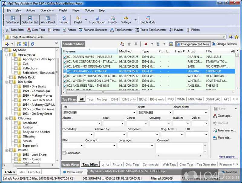 Using this software, easily edit the mp3 tags of music files - Screenshot of Mp3 Tag Assistant Professional