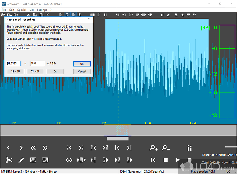 Can edit (cut,copy,paste) MP3 - Screenshot of mp3DirectCut