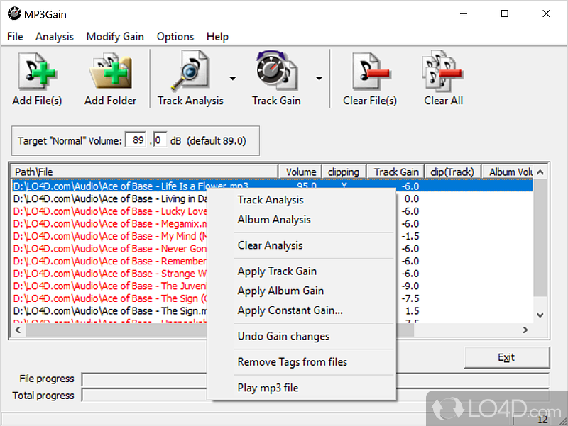 Add files and analyzing tracks - Screenshot of MP3Gain