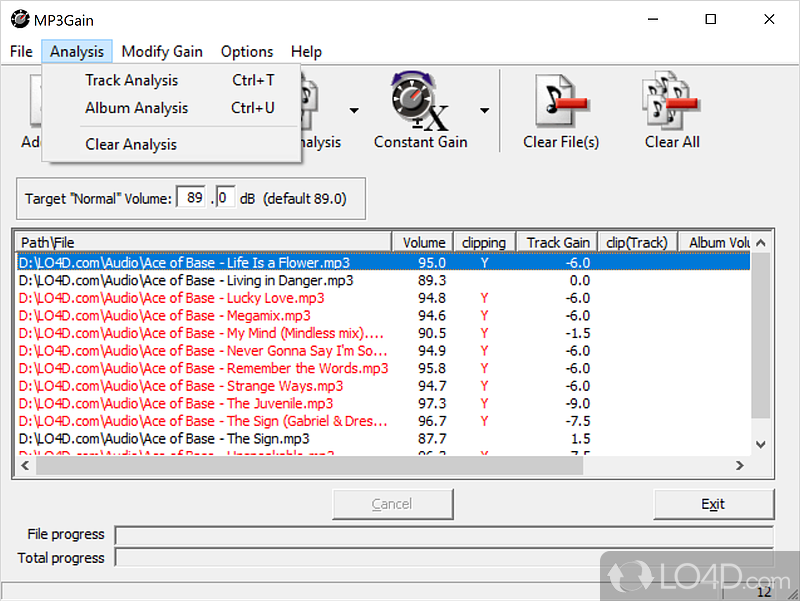 Normalize MP3 files - Screenshot of MP3Gain