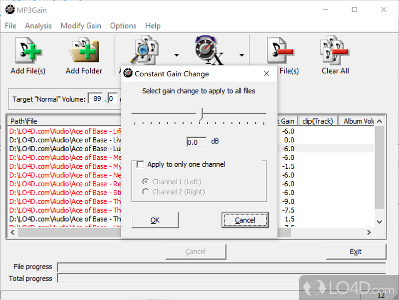 Adjusting the volume - Screenshot of MP3Gain