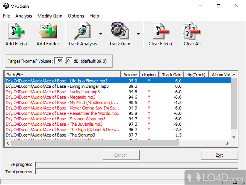 Analyze and normalize the volume level of MP3 files in single or batch mode, apply settings to tracks and albums, using options - Screenshot of MP3Gain