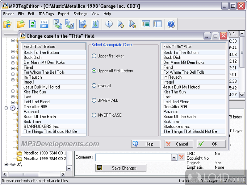 MP3TagEditor: User interface - Screenshot of MP3TagEditor