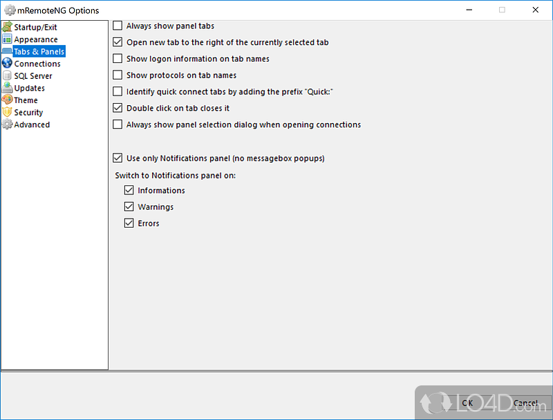 Manage RDP remote connections - Screenshot of mRemoteNG