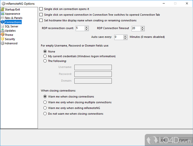 A versatile tool for connection management - Screenshot of mRemoteNG