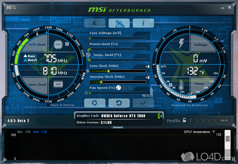 Thorough real-time info displayed - Screenshot of MSI Afterburner