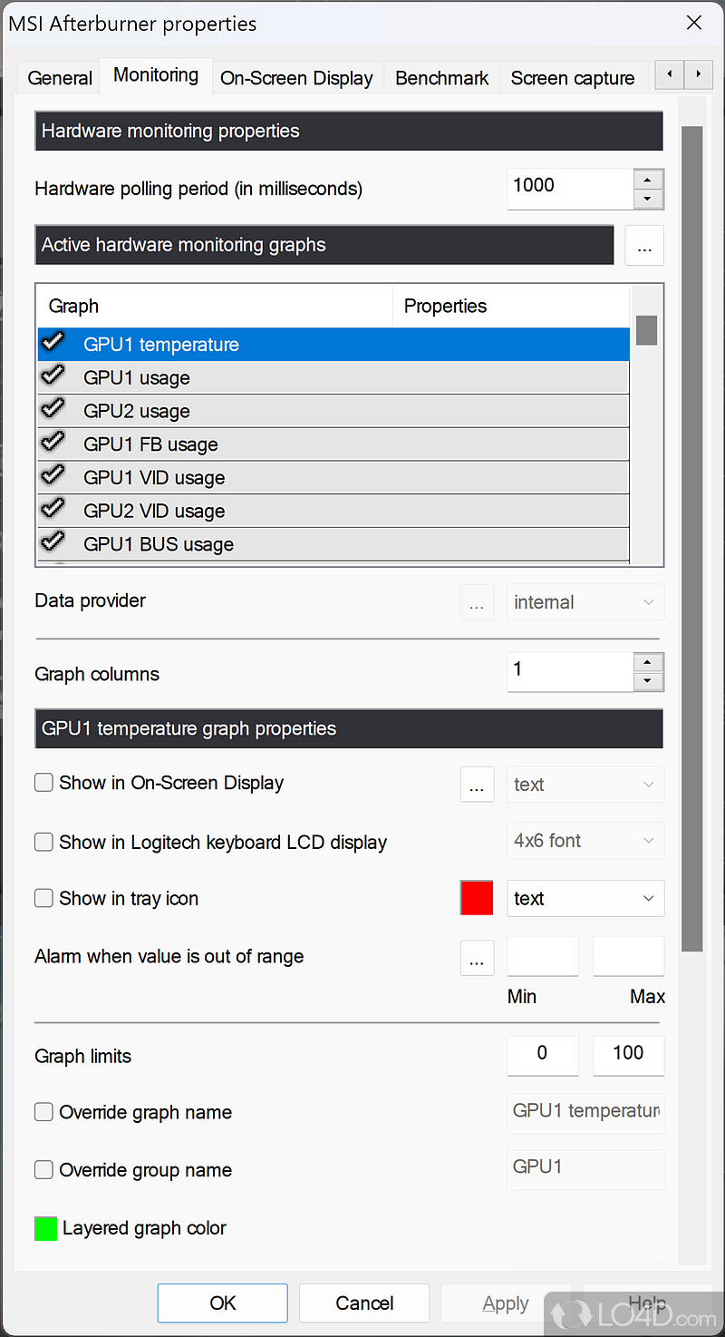 Overclock the video card - Screenshot of MSI Afterburner