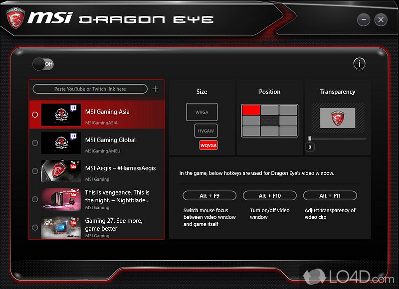 Watch Twitch streams or YouTube videos while playing various games on MSI gaming PCs - Screenshot of MSI Dragon Eye