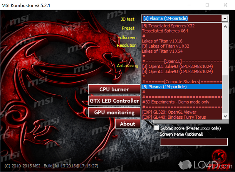 download the new version for android MSI Kombustor 4.1.27