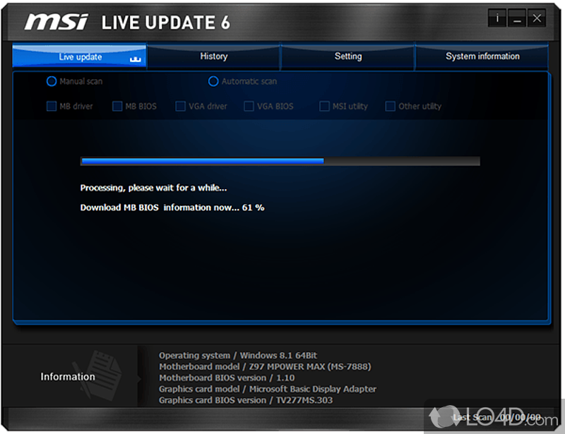 Update your BIOS, drivers and firmware on MSI mainboards - Screenshot of MSI Live Update