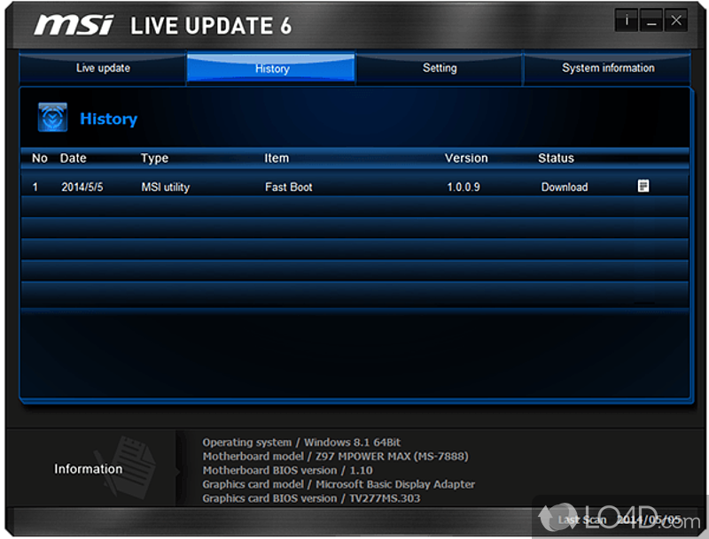 Analyze scan results and run updates - Screenshot of MSI Live Update