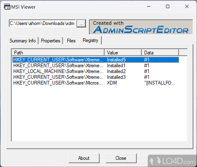 MSIViewer: User interface - Screenshot of MSIViewer