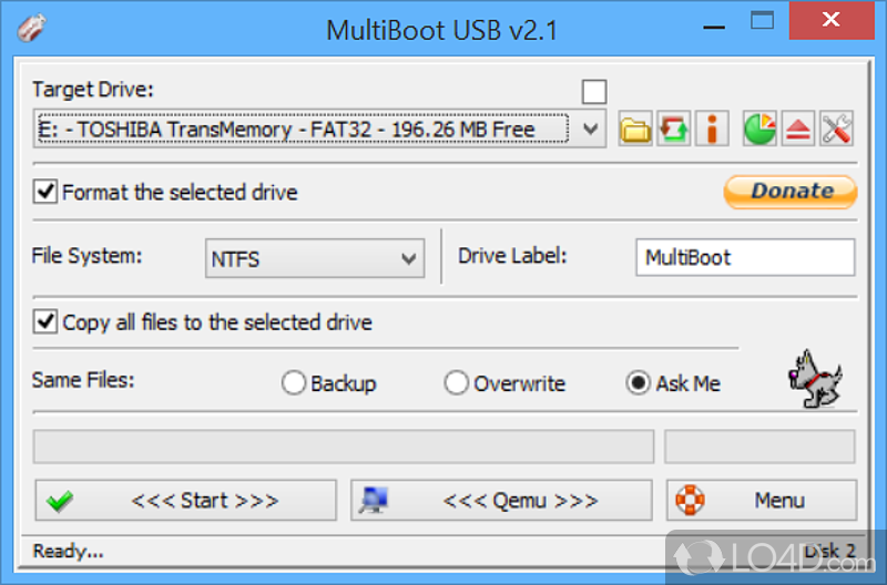 Boasts a interface and functions - Screenshot of MultiBoot USB