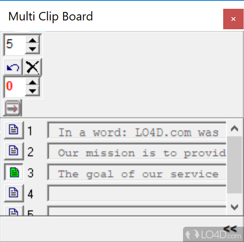 Store more items in the Windows clipboard by setting number of slots - Screenshot of MultiClipBoard
