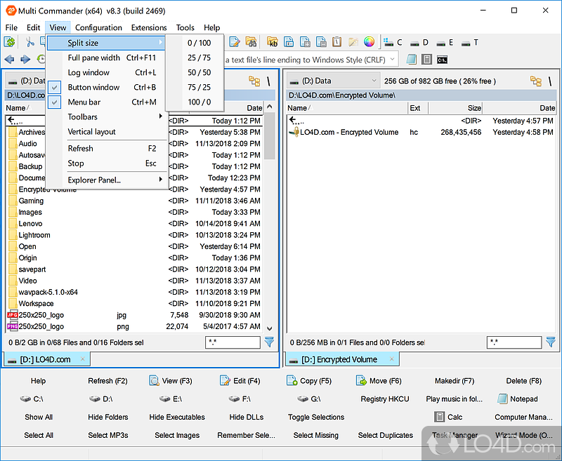 Multi-tabbed, Dual panel file manager - Screenshot of Multi Commander