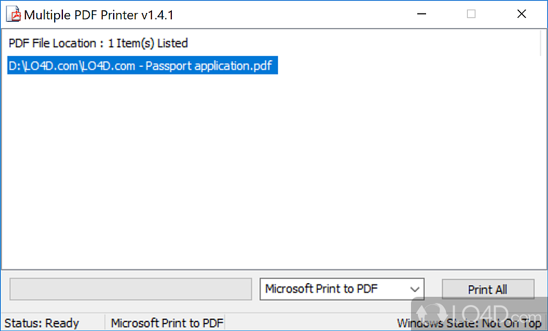 Quickly print many PDF files at once - Screenshot of Multiple PDF Printer