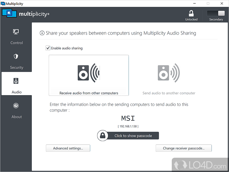 Clipboard sharing and permission options - Screenshot of Multiplicity