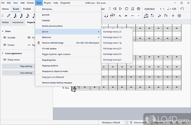 MuseScore: User interface - Screenshot of MuseScore
