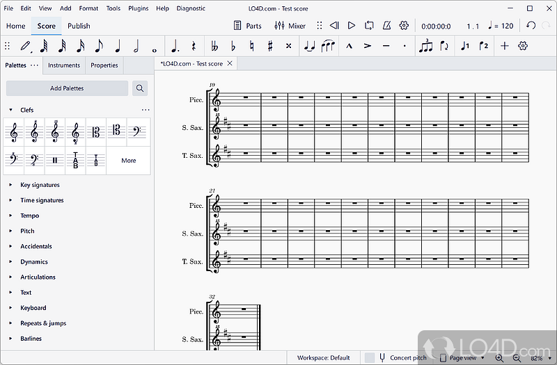 Well-organized, comprehensive design - Screenshot of MuseScore