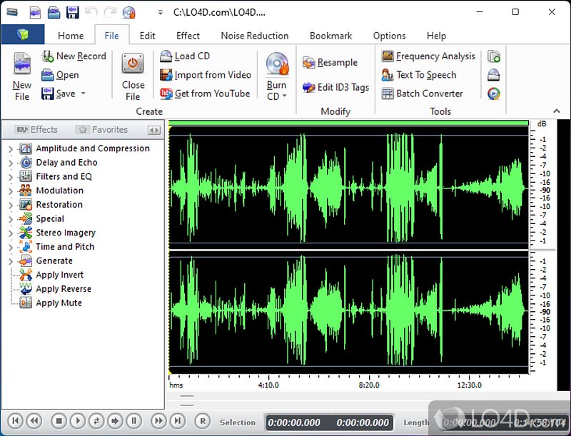 Software utility that provides you with the means to record - Screenshot of Music Editor Free