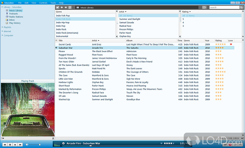 Free music manager and player with format converter and tag editor - Screenshot of MusicBee