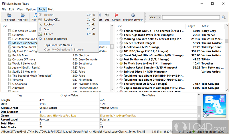 Free Organisational Tool for Music Lovers - Screenshot of MusicBrainz Picard