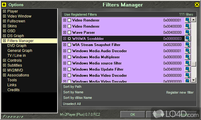 MV2Player: User interface - Screenshot of MV2Player