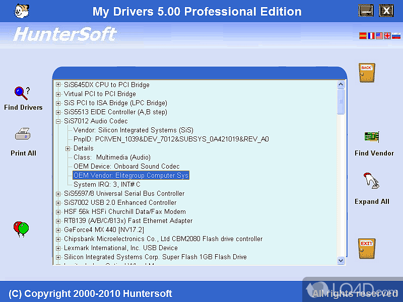Backup, restore and find drivers - Screenshot of My Drivers