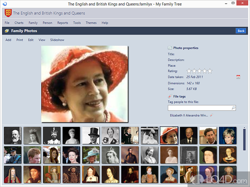 Tell apart family relationships by color - Screenshot of My Family Tree