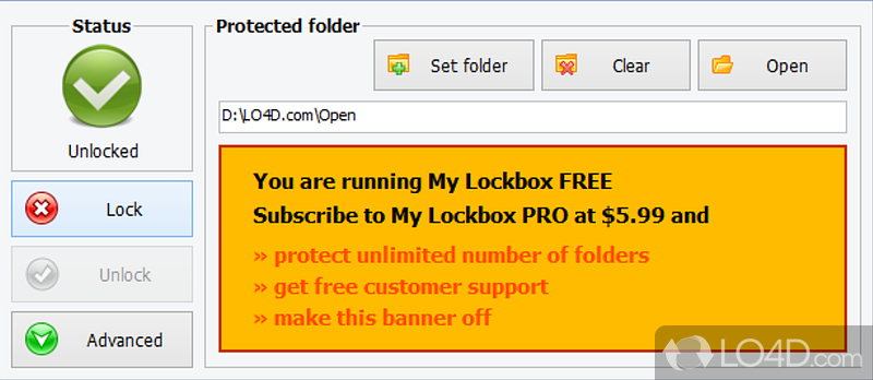 Keep your private files in a password protected folder - Screenshot of My Lockbox