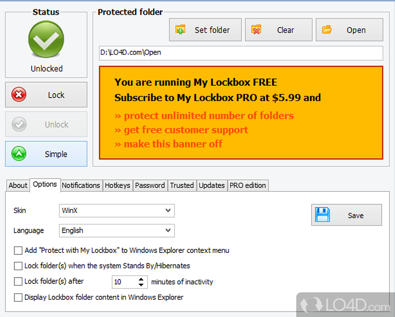 My Lockbox: Password recovery - Screenshot of My Lockbox