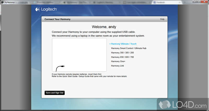 Set up Logitech Remote or Harmony Hub with the help of computer and this wizard-based piece of software - Screenshot of MyHarmony Desktop