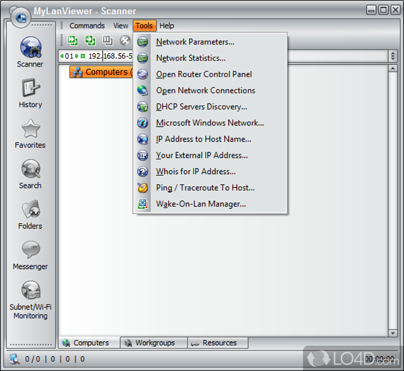 Netbios and LAN/Network IP address scanner - Screenshot of MyLanViewer Portable