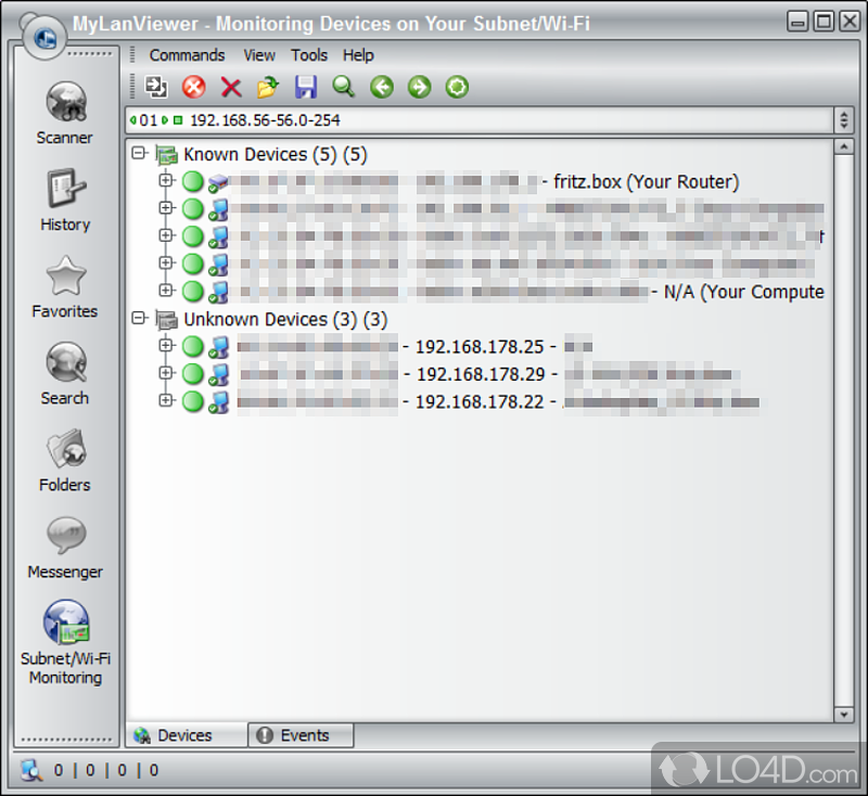 Amazing LAN/Network IP address scanner app for Windows - Screenshot of MyLanViewer Portable