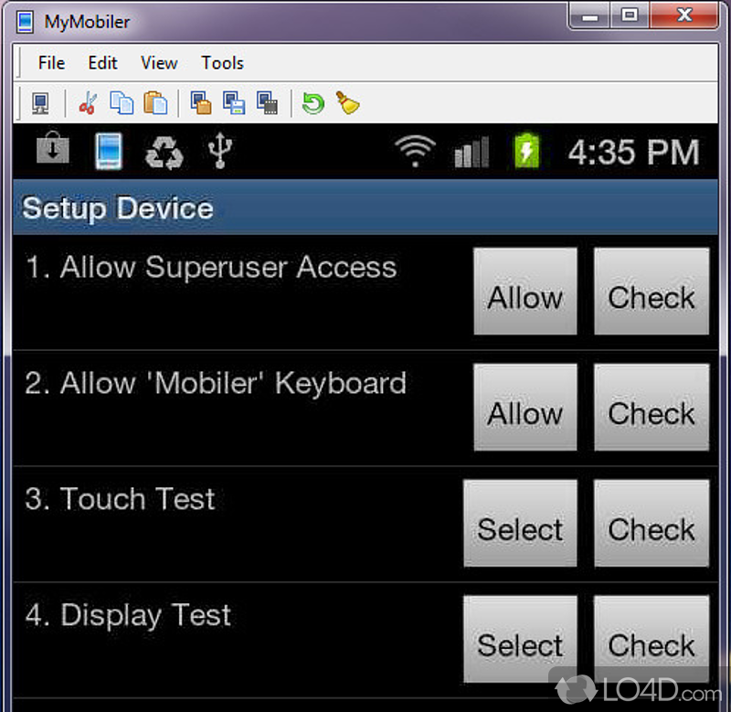 View Android phone on Windows desktop - Screenshot of MyMobiler for Android