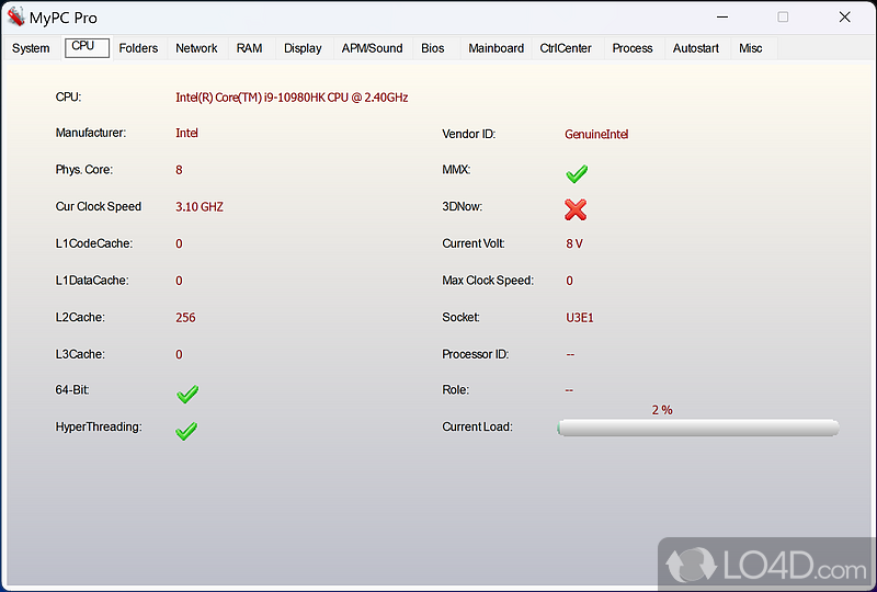 Overall system information tool which displays crucial info - Screenshot of MyPC