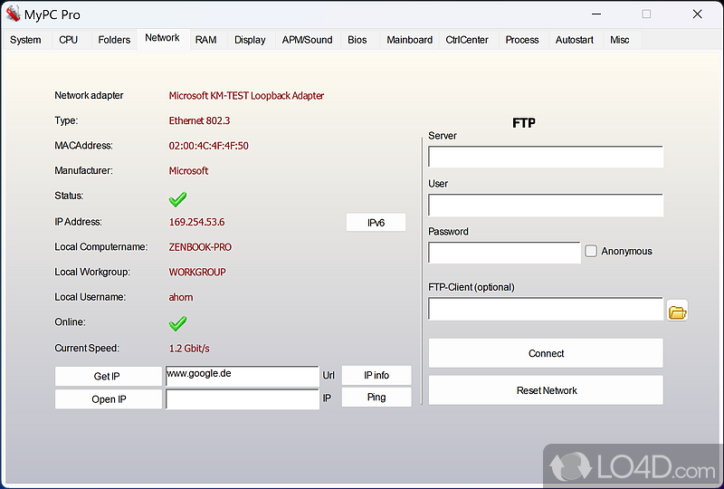 MyPC: User interface - Screenshot of MyPC
