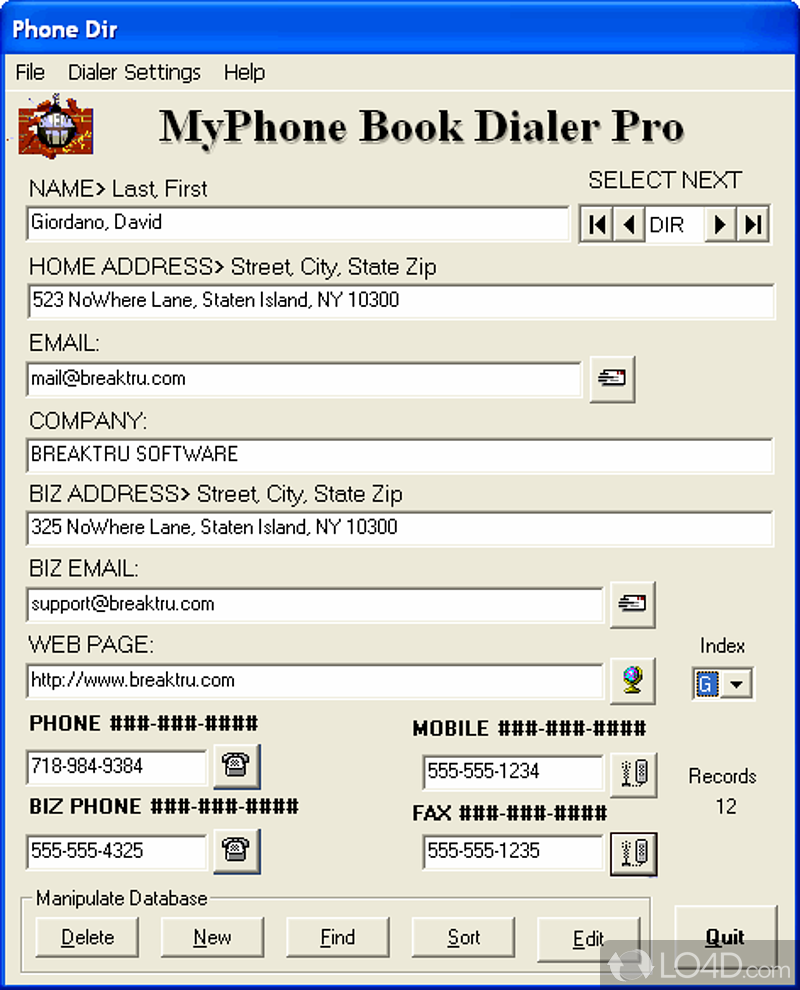 Comes with a rugged, yet approachable interface - Screenshot of MyPhone Book Dialer