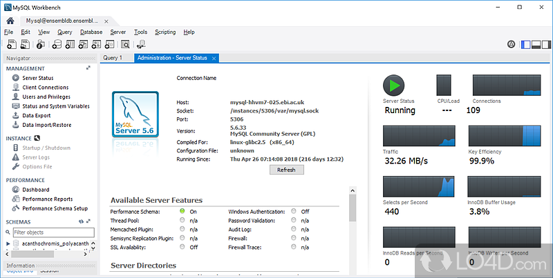 Clean and intuitive interface - Screenshot of MySQL Workbench