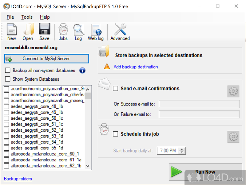 Backup MySQL databases and save them to a FTP server or to local or network shared locations - Screenshot of MySQLBackupFTP