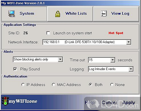 Helps users detect and block Wi-Fi intruders, while allowing them to create exclusion lists and enable sound notifications - Screenshot of myWIFIzone