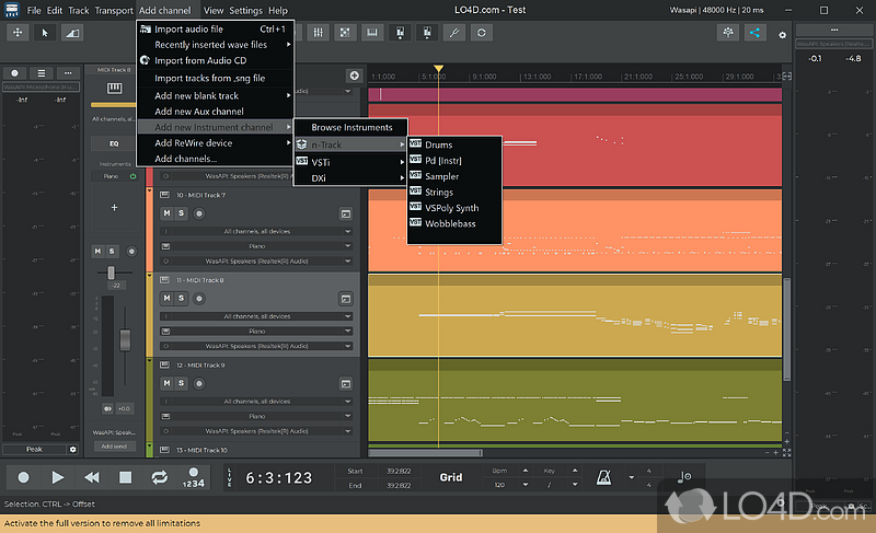 n-Track Studio: User interface - Screenshot of n-Track Studio