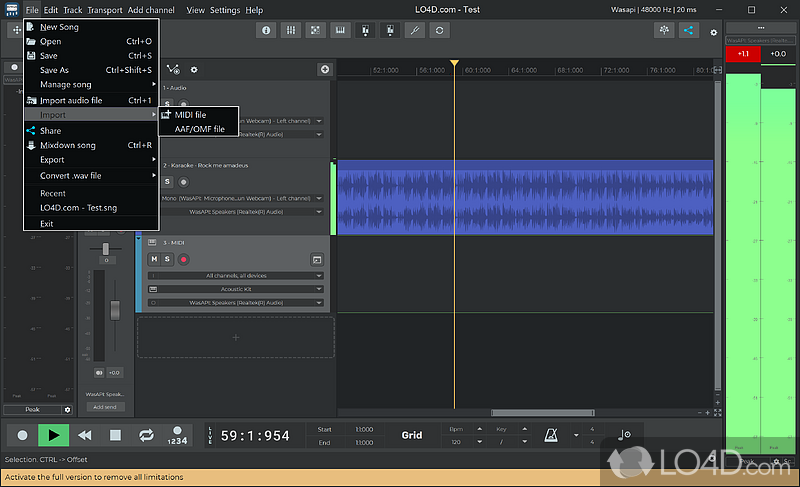 Advanced audio editing - Screenshot of n-Track Studio