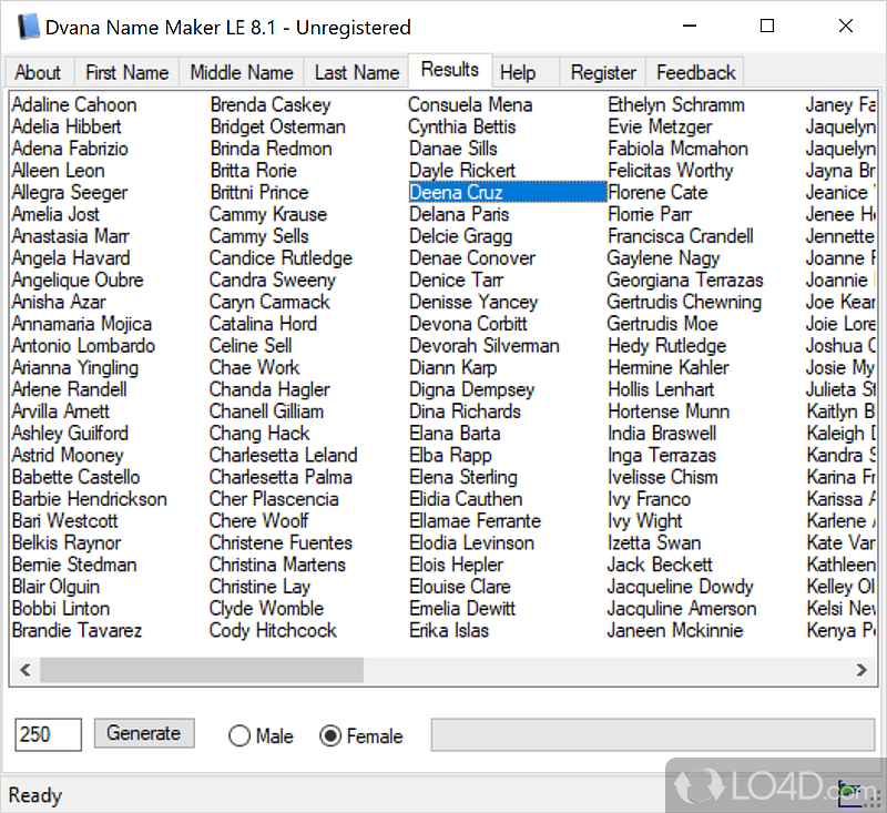 Create real names for any purpose - Screenshot of Name Maker LE